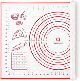 img 4 attached to 🥧 Extra Large Non Slip Silicone Pastry Mat with Measurements - Non Stick, Thick & Easy to Clean - Ideal for Fondant, Rolling Dough, Pie Crust, Pizza, and Cookies - BPA Free Kneading Mats (16" x 24", Red)