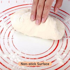 img 2 attached to 🥧 Extra Large Non Slip Silicone Pastry Mat with Measurements - Non Stick, Thick & Easy to Clean - Ideal for Fondant, Rolling Dough, Pie Crust, Pizza, and Cookies - BPA Free Kneading Mats (16" x 24", Red)