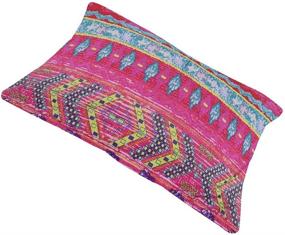 img 1 attached to 🌈 Colorful Exotic Striped Boho Pillow Shams - King Size Bohemian Floral Pillowcase with Evenlop Closure - Super Soft Microfiber Cover - 20"x36