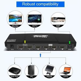 img 1 attached to 🔁 TESmart 4x2 Матричный переключатель HDMI Splitter, 4K @ 60 Гц Переключатель HDMI, HDCP 2.2 18 Гбит / с, Ultra HD 4K x 2K, 3D, 1080p, EDID, HDR Dolby Vision - Черный, с ИК-пультом