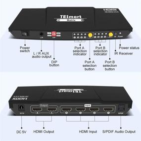 img 3 attached to 🔁 TESmart 4x2 Матричный переключатель HDMI Splitter, 4K @ 60 Гц Переключатель HDMI, HDCP 2.2 18 Гбит / с, Ultra HD 4K x 2K, 3D, 1080p, EDID, HDR Dolby Vision - Черный, с ИК-пультом