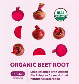 img 3 attached to Organic Beet Root Powder (120 Tablets) - 1350mg Beets/Serving with Black Pepper for Enhanced Absorption | Nitrate Supplement for Circulation & Heart Health | Boost Super Athletic Performance | No Capsules