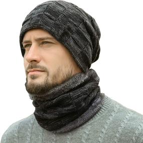 img 4 attached to 🧣 Stay Warm and Stylish: MissShorthair Men Winter Hat Scarf Set, Beanie Hat Neck Warmer for Women