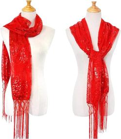 img 1 attached to Sparkling Wedding Fringed Evening Women's Accessories for Scarves & Wraps