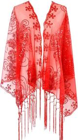 img 4 attached to Sparkling Wedding Fringed Evening Women's Accessories for Scarves & Wraps