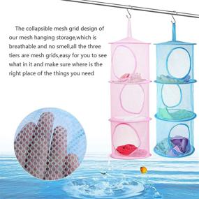 img 2 attached to 🧺 Space-Saving Toy Organizer: LANMOK 3pcs Hanging Mesh Storage Basket with S Hooks for Kids Room, Bathroom, Wall, Balcony, and Wardrobe