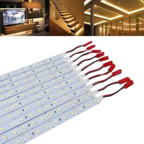 img 4 attached to Pack of 10pcs ICIH Rigid Hard LED Strip Lights Warm White 3000K SMD7020 12V - Super Bright 8W 36LEDs/0.5M LED Bar Strip Lights Backed with Import Double Sided Adhesive Tape (IH-LRS-7020WW)