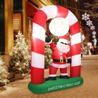 🎅 tangkula 8ft inflatable christmas stocking arch with disco santa claus - illuminated interior, ideal for indoor/outdoor holiday decor logo