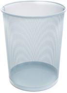 🗑️ light blue steel mesh waste basket - easy to clean design - garbage, paper clutter, metal wire trash can bin for home and office - 11.75 x 13.75 inch logo