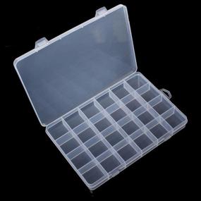 img 4 attached to 🗃️ Kalolary 24 Grid Clear Plastic Jewelry Storage Box with Adjustable Divider - Removable Compartment for Beads, Earrings, Tools, Fishing Hooks & Small Accessories