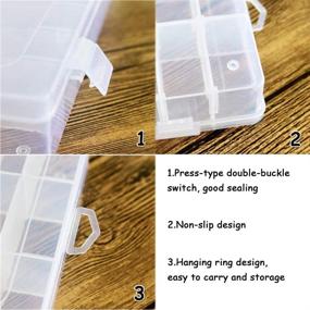 img 3 attached to 🗃️ Kalolary 24 Grid Clear Plastic Jewelry Storage Box with Adjustable Divider - Removable Compartment for Beads, Earrings, Tools, Fishing Hooks & Small Accessories