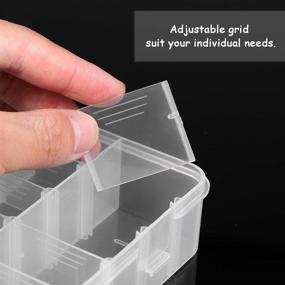 img 2 attached to 🗃️ Kalolary 24 Grid Clear Plastic Jewelry Storage Box with Adjustable Divider - Removable Compartment for Beads, Earrings, Tools, Fishing Hooks & Small Accessories