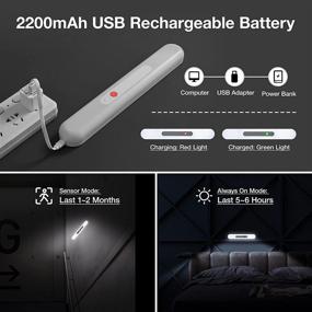 img 1 attached to 🔦 Wireless Under Cabinet Lights, earteana Motion Sensor Light, 59 LED Rechargeable Closet Lights with 2200mAh Battery, Ideal for Kitchen - Pack of 2