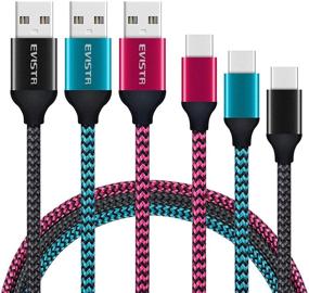 img 4 attached to 🔌 EVISTR USB Type C Cable - 3PACK 6FT Nylon Braid Charging Cord for Smartphones, Samsung Galaxy S9 S8 Note 8, LG V30, Nintendo Switch and More