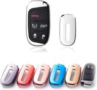 🔑 silver soft tpu remote smart key fob cover case for chrysler 200 300, dodge charger challenger dart durango journey, jeep grand cherokee renegade, and more logo