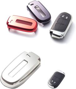 img 2 attached to 🔑 Silver Soft TPU Remote Smart Key Fob Cover Case for Chrysler 200 300, Dodge Charger Challenger Dart Durango Journey, Jeep Grand Cherokee Renegade, and more