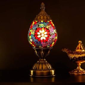 img 3 attached to Marrakech Turkish Table Lamp: Exquisite Mosaic Glass Egg Shaped Night Light for Living Room & Bedroom - Perfect Christmas Decorations and Gift