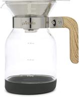 ☕ perfect pour: primula coffee dripper brewer pot, 36 oz, borosilicate glass, easy to use and clean with light wood finish logo