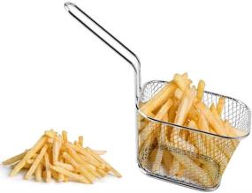 img 2 attached to 🍟 Premium 4-Inch Stainless Steel Mini French Fry Chips Baskets Net - Ideal for Chips, Onion Rings, Chicken Wings - Silver, Set of 8