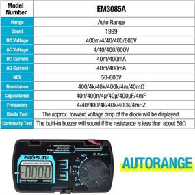 img 1 attached to 🔧 ALLSUN EM3085A 3 3/4 Digits Autoranging Pocket Digital Multimeter Mini Multi Tester for Home Measuring Tools - AC/DC Voltage, Current, Resistance, Capacitance, Frequency, Diode, and Continuity - LCD Display