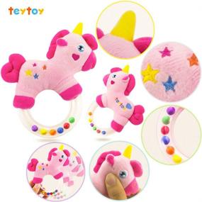 img 3 attached to 🐴 Soft Baby Rattles: Teytoy 2pcs Pink Horse & Angel Pig Toys for 3-12 Month Baby Girl - Perfect for Baby Shower