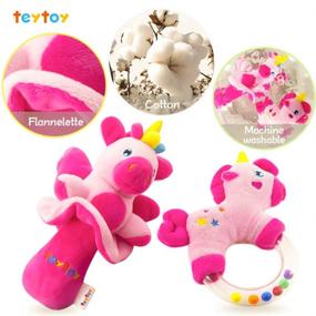 img 1 attached to 🐴 Soft Baby Rattles: Teytoy 2pcs Pink Horse & Angel Pig Toys for 3-12 Month Baby Girl - Perfect for Baby Shower