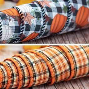 img 1 attached to Kingyee Fall Ribbon: Vibrant Orange Pumpkin Plaid Ribbon for Halloween Craft Decoration – 20 Yards, 2.5-Inch – Create Stunning Bows, Wreaths, and Garlands!