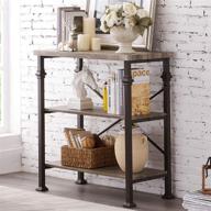 hombazaar grey oak rustic industrial style 3-tier bookshelf - free standing storage shelves for living room, bedroom, and kitchen - furniture логотип