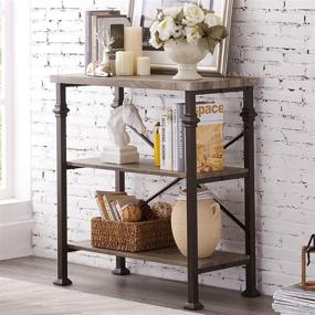 img 4 attached to Hombazaar Grey Oak Rustic Industrial Style 3-Tier Bookshelf - Free Standing Storage Shelves for Living Room, Bedroom, and Kitchen - Furniture