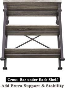 img 1 attached to Hombazaar Grey Oak Rustic Industrial Style 3-Tier Bookshelf - Free Standing Storage Shelves for Living Room, Bedroom, and Kitchen - Furniture