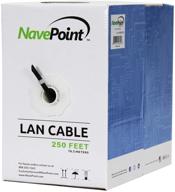 navepoint cat6 (cca) сетевой кабель, 250фт, 550мгц, 23awg 4 пары, черный, сплошной буферный кабель utp. логотип