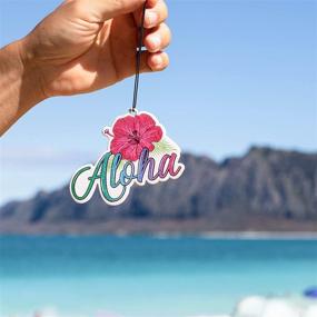 img 1 attached to 🌺 3-Pack Aloha Designs Aloha Hawaii Hibiscus Coconut Air Freshener - Long Lasting, Colorful Letters, Hawaiian Tropical Scented - Decorative Hanging Air Freshener for Car, Closet, Home, Garage & Office