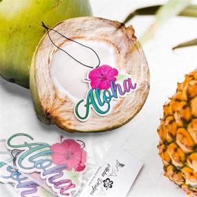 img 2 attached to 🌺 3-Pack Aloha Designs Aloha Hawaii Hibiscus Coconut Air Freshener - Long Lasting, Colorful Letters, Hawaiian Tropical Scented - Decorative Hanging Air Freshener for Car, Closet, Home, Garage & Office