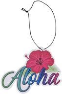 🌺 3-pack aloha designs aloha hawaii hibiscus coconut air freshener - long lasting, colorful letters, hawaiian tropical scented - decorative hanging air freshener for car, closet, home, garage & office logo