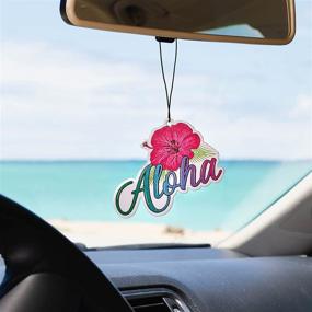 img 3 attached to 🌺 3-Pack Aloha Designs Aloha Hawaii Hibiscus Coconut Air Freshener - Long Lasting, Colorful Letters, Hawaiian Tropical Scented - Decorative Hanging Air Freshener for Car, Closet, Home, Garage & Office
