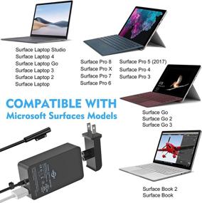 img 2 attached to 💡 UL Listed 65W Power Adapter for Microsoft Surface Pro X, 7, 6, 5, 4, 3, Surface Laptop 1, 2, 3, Surface Go 1, 2, Surface Book - Includes Travel Case