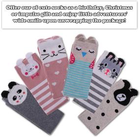 img 3 attached to 🧦 FNOVCO Knee High Socks with Cute Cartoon Animal Patterns - Cozy Cotton Over Calf Socks