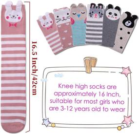 img 1 attached to 🧦 FNOVCO Knee High Socks with Cute Cartoon Animal Patterns - Cozy Cotton Over Calf Socks