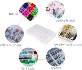 img 1 attached to 🗃️ Plastic Jewelry Organizer with 36 Compartments - 2 Pack Thread Organizer, Adjustable Dividers - Transparent Storage Box for Beads, Letter Board Letters, Embroidery Floss, and Craft