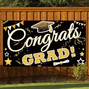 img 1 attached to Ivenf Graduation Decorations 2021 Party Backdrop Banner, Large Black Gold Photo Booth Props Decorations - Extra 71&#34; x 40&#34; Size, for Congrats Grad Home Outdoor Indoor Supplies