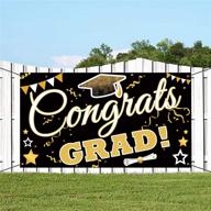 ivenf graduation decorations 2021 party backdrop banner, large black gold photo booth props decorations - extra 71&#34; x 40&#34; size, for congrats grad home outdoor indoor supplies логотип