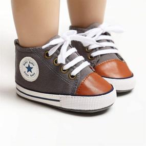 img 2 attached to 👟 Meckior Toddler Baby Boys Girls High Tops Ankle Sneakers | Soft Anti-Slip PU Leather Moccasins | Infant Newborn Prewalker First Walking Crib Shoes