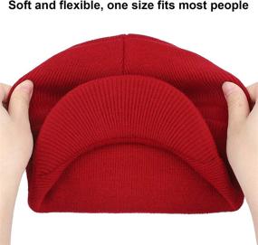 img 2 attached to 🧣 Cooraby Winter Knit Hat with Brim - Thick Stretch Beanie for Men and Women - Warm and Stylish