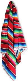 img 1 attached to 🔴 Ярко-красное X-Large Del Mex мексиканское одеяло Serape: подлинное культурное одеяло для любого случая