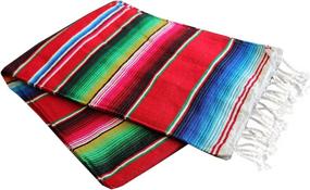 img 2 attached to 🔴 Ярко-красное X-Large Del Mex мексиканское одеяло Serape: подлинное культурное одеяло для любого случая