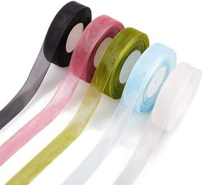 img 4 attached to 🎀 Versatile 5-Roll Sheer Organza Ribbon: 1 Inch x 250 Yards - Perfect for DIY Crafts, Bouquet Wrapping, Wreath Decoration, Wedding Party Decor, and more! Includes 5 Colors.