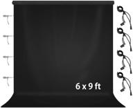 📸 julius studio 6ft x 9ft black soft fabricated backdrop muslin for photo & video shooting, streaming, chromakey - premium photography studio with 4 clip holders, jsag102 logo