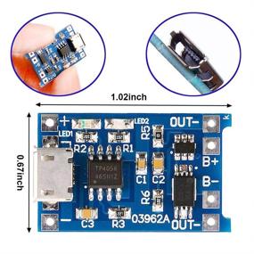 img 3 attached to 🔋 DAOKI 10 шт. Плата для зарядки аккумулятора: Модуль зарядки литий-ионных батарей 18650 через Micro USB 5V 1A с двойными функциями и защитой Li-ion - Мощность зарядки 1A