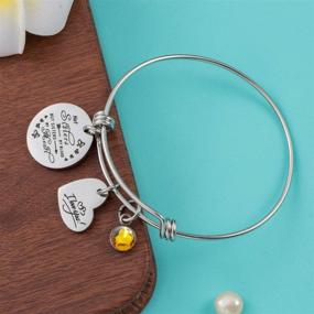 img 1 attached to 👭 Raysunfook Birthstone Charm Bracelet - Sisters By Heart, Not By Blood - Friendship Gift, I Love You Sister Cuff - Friend Jewelry