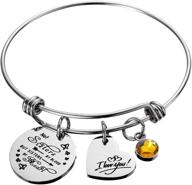 👭 raysunfook birthstone charm bracelet - sisters by heart, not by blood - friendship gift, i love you sister cuff - friend jewelry logo